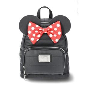 Black Minnie Mouse Womens Backpack Purse with Bow Disney Mini Bag Travel Cute